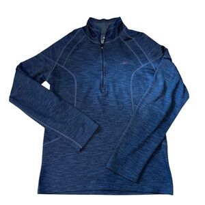 REI Base Layer 1/4 Zip Mens small Long Sleeve Blue Fleece Lined Casual Active